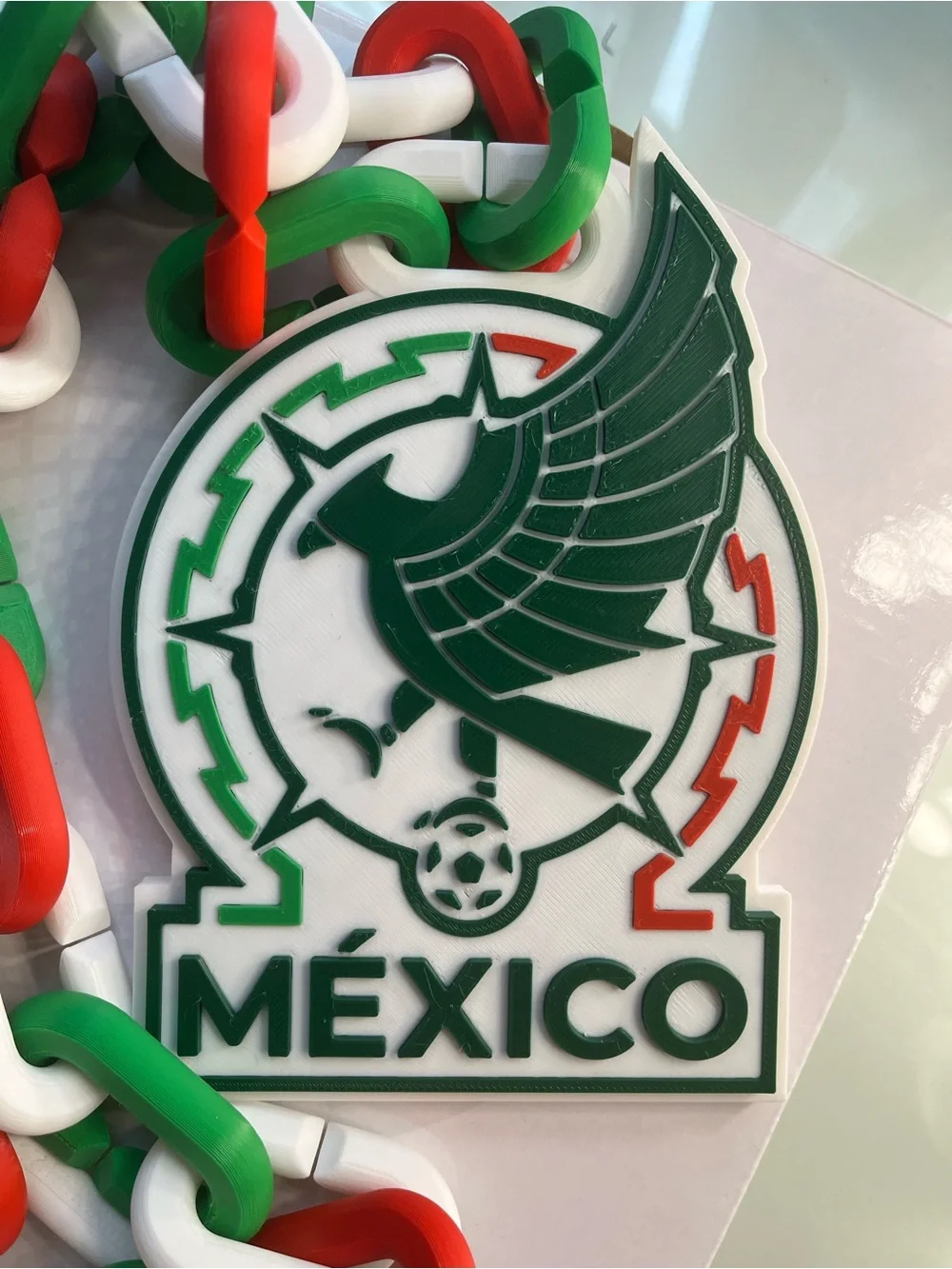 México Tricolor Chain Key & Card Holder - Red, White & Green